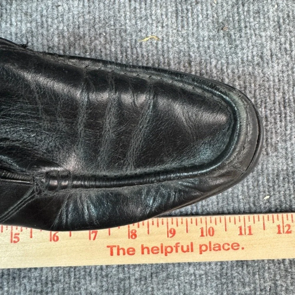 After Hours Mens Black Leather Slip On Loafers Moc Toe Dress Shoes Made in USA 9